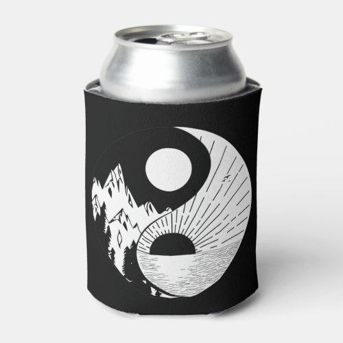 Zen Yin Yang Black White Can Cooler