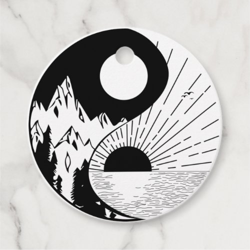 Zen Yin Yang Black White Favor Tags