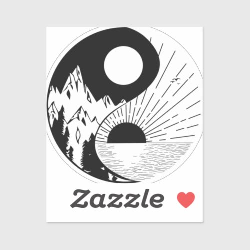 Zen Yin Yang Black White Sticker