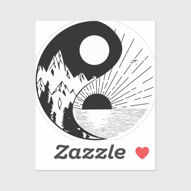 Zen Yin Yang Black White Sticker (Sheet)