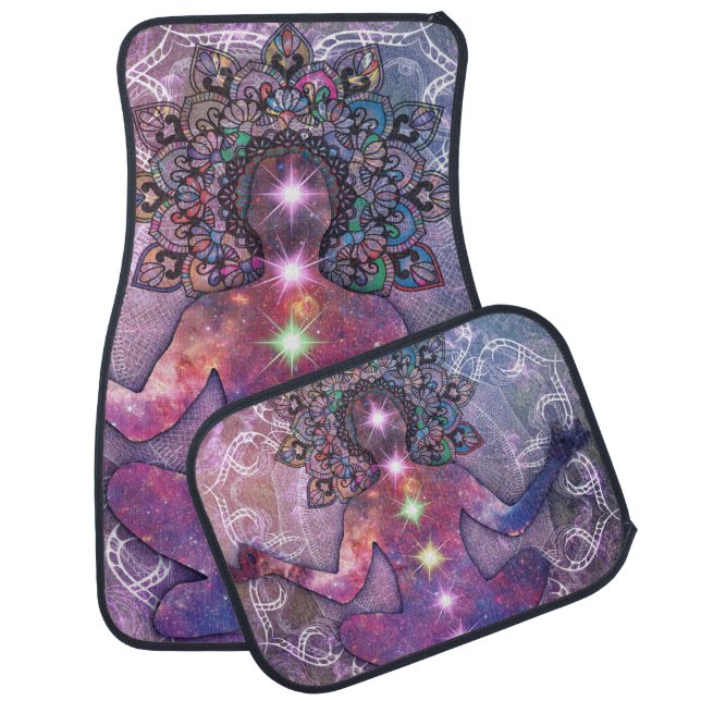 Zen Yoga Chakra Meditation Lotus Namaste Car Floor Mat (Set)