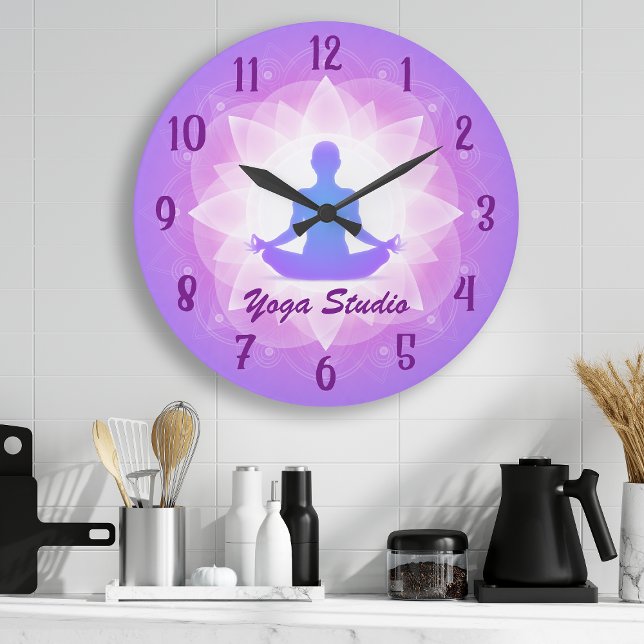 Zen Yoga Lotus Meditation Personalized Large Clock (Creator Uploaded)