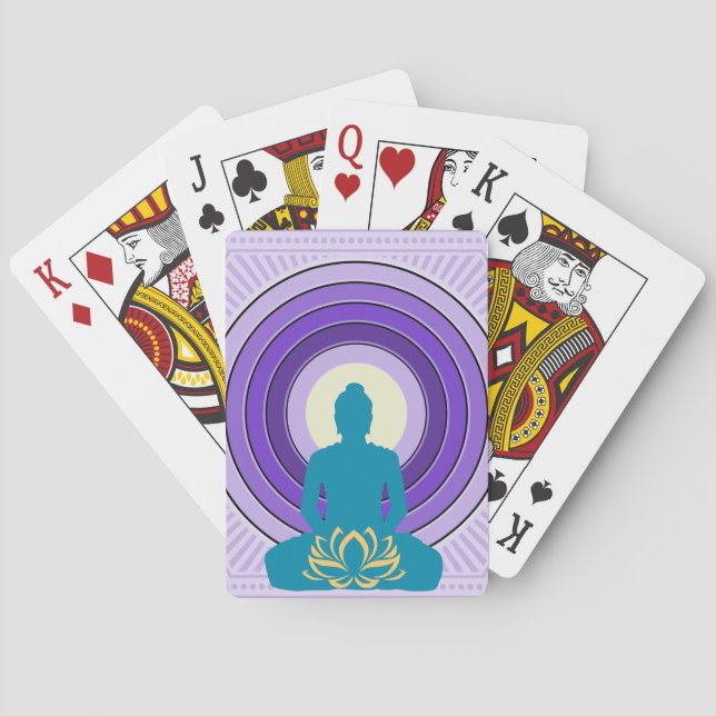 Zen Yoga Meditation Buddha Purple & Blue Poker Cards (Back)