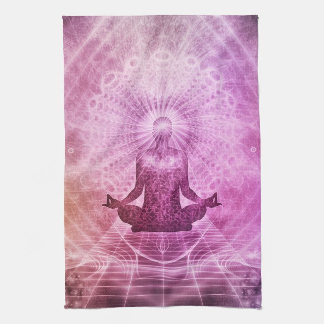 Zen Yoga Meditation Chakra Chi Energy Kitchen Towel (Vertical)