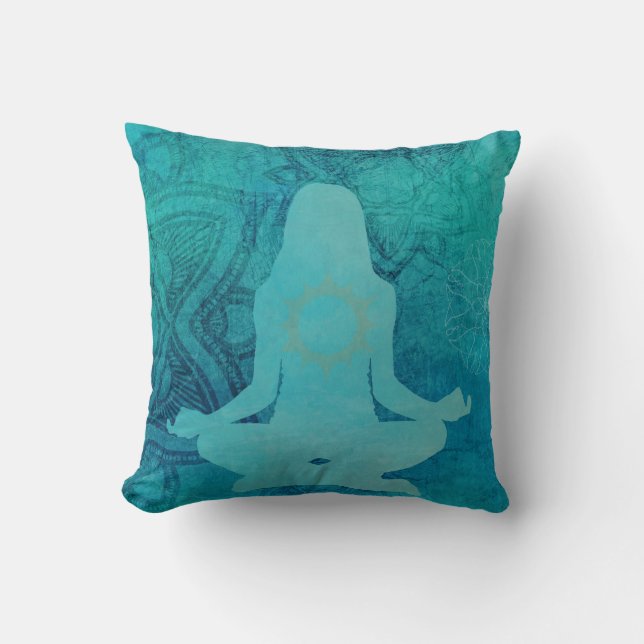 Zen Yoga Meditation Chakra Heart Throw Pillow (Front)