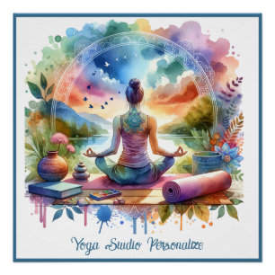 Zen Yoga Meditation in Nature Rainbow Pastels Poster