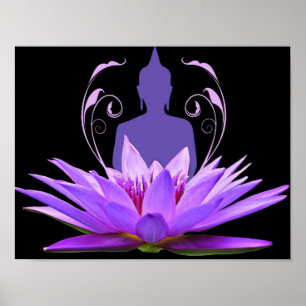 Zen Yoga Meditation Lotus Flower Poster