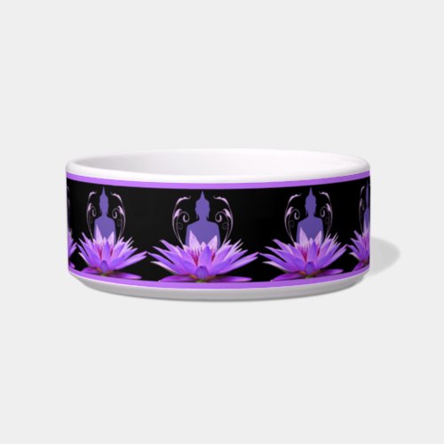 Zen Yoga Meditation Lotus Flower Purple Cat Dog Bowl