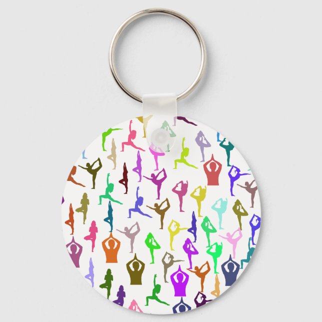 Zen Yoga Meditation Poses & Positions Keychain (Front)