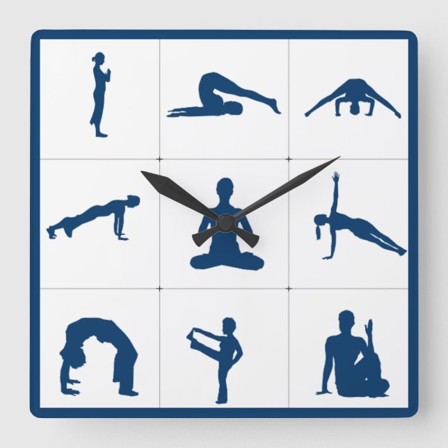 Zen Yoga Meditation Positions Square Wall Clock (Front)