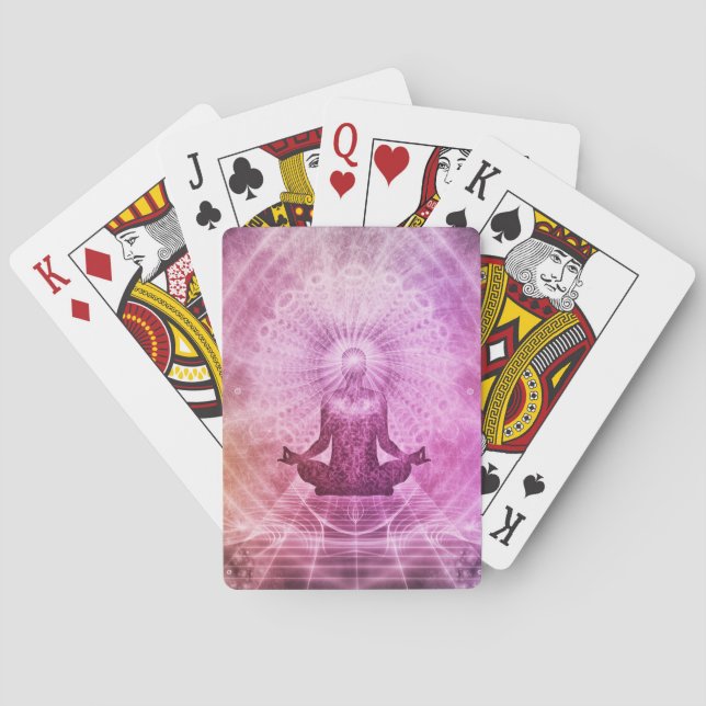 Zen Yoga Meditation Spiritual Lotus Purple Poker Cards (Back)