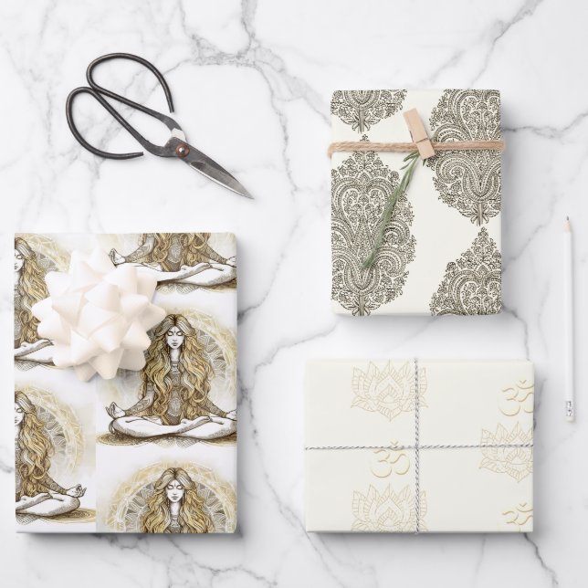 Zen Yoga Meditation Wrapping Paper Set  (Front)