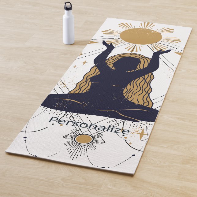 Zen Yoga Pose Meditation Gold Sun Personalize Mat (In Situ)