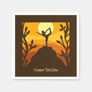 Zen Yoga Pose Mountain Sunrise Personalized Napkins