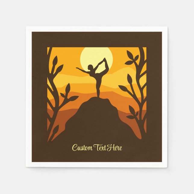 Zen Yoga Pose Mountain Sunrise Personalized Napkins (Front)