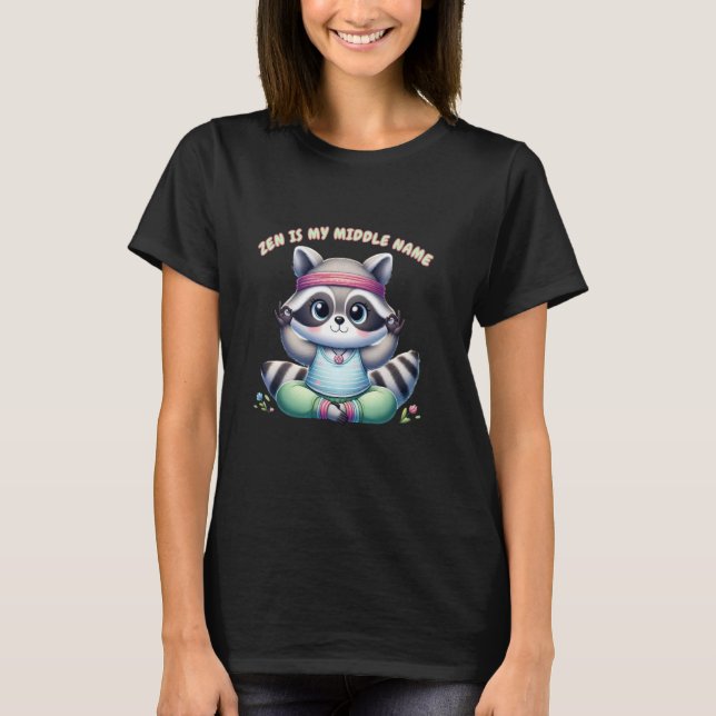 Zen Yoga Raccoon Cute Animal Lover Tee (Front)