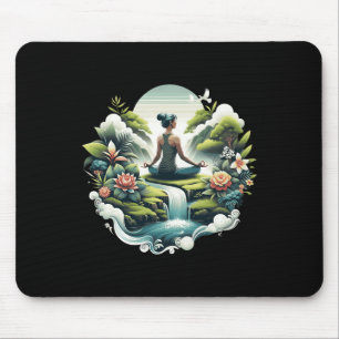 Zen Yoga Waterfall Peacefull Meditation Wellness N Mouse Pad
