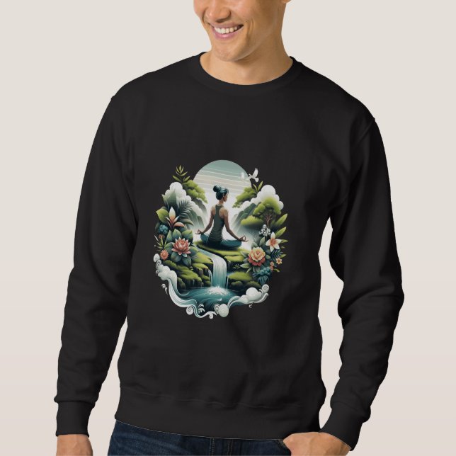 Zen Yoga Waterfall Peacefull Meditation Wellness N Sweatshirt (Front)