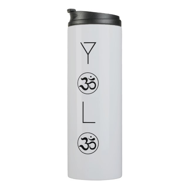Zen YOLO Om Minimalist Gray Thermal Tumbler (Rotated Right)