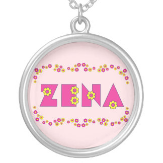 Zena in Flores Pink Silver Plated Necklace