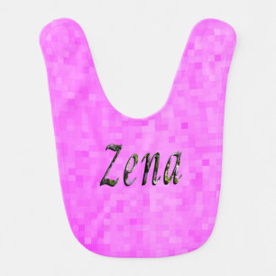 Zena, Name, Logo, Baby Girls Pink Bib. Bib