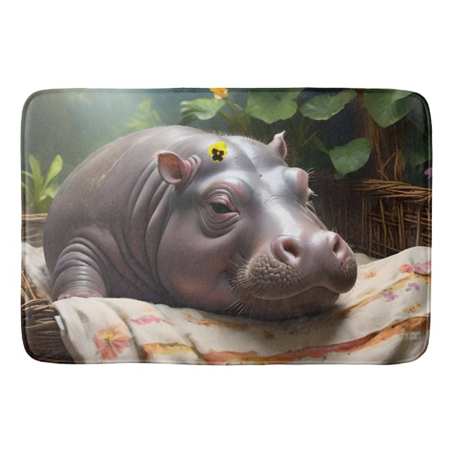 Zena The Baby Hippo Takes Time Out To Sleep, Bath Mat (Front)