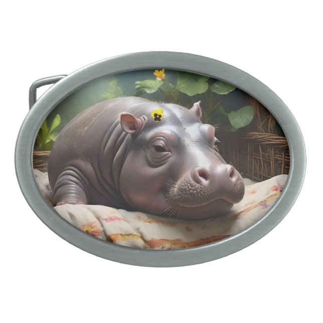 Zena The Baby Hippo Takes Time Out To Sleep, Belt Buckle (Front)