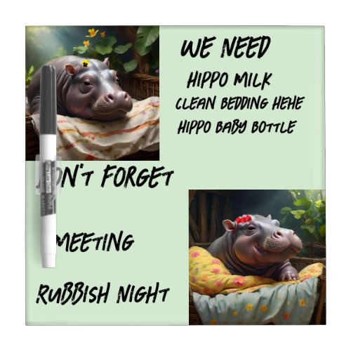 Zena The Baby Hippo Takes Time Out To Sleep Dry Erase Board