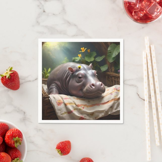 Zena The Baby Hippo Takes Time Out To Sleep, Napkins (Insitu)