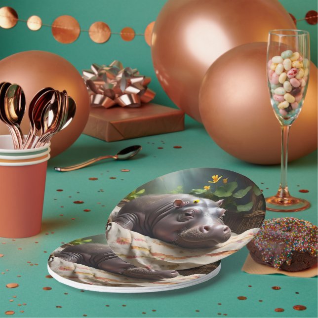 Zena The Baby Hippo Takes Time Out To Sleep, Paper Plates (Multi)