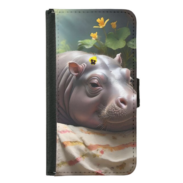 Zena The Baby Hippo Takes Time Out To Sleep, Samsung Galaxy Wallet Case (Front)