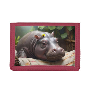 Zena The Baby Hippo Takes Time Out To Sleep, Tri-fold Wallet