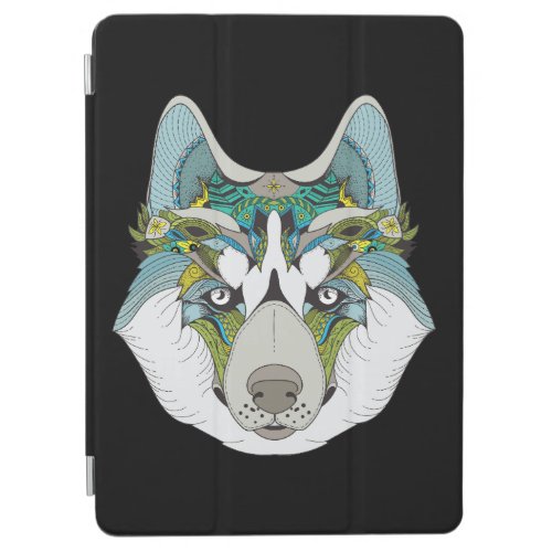 Zenart patterned Husky Dog Blue Husky Face iPad Air Cover