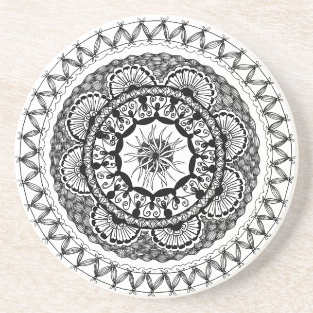 Zendala "Ona" Sandstone Drink Coaster (Front)