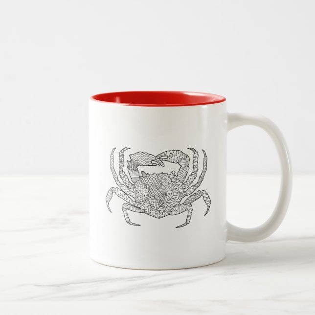 Zendoodle Crab Two-Tone Coffee Mug (Right)