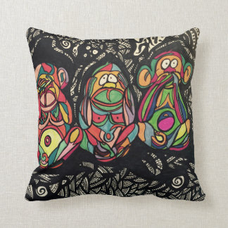 Zendoodle see/hear/speak no evil throw pillow