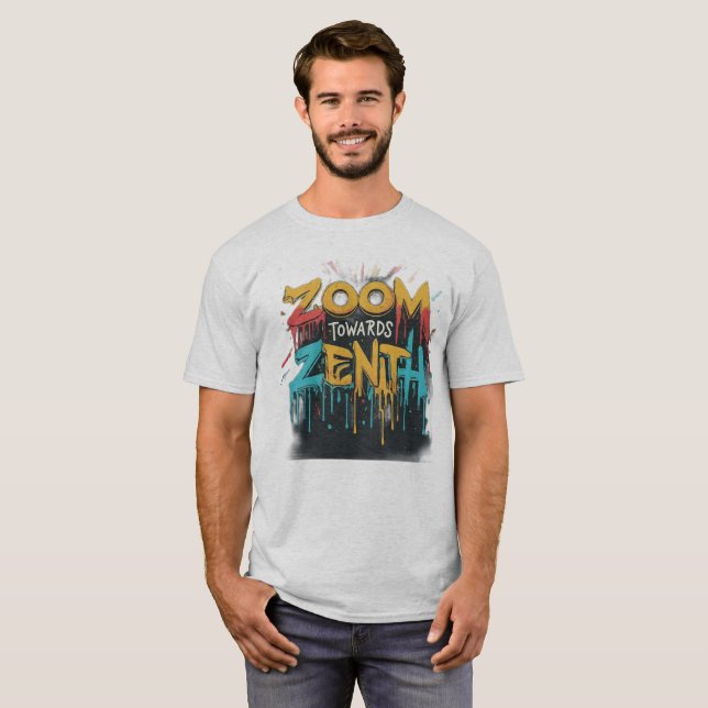 Zenith Bound: Abstract Cosmic Journey T-Shirt (Front Full)