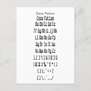 Zeno Potion - Zazzle Font Sampler Sheet Postcard