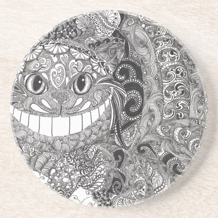 Zentangle  Cheshire Cat Design Beverage Coasters