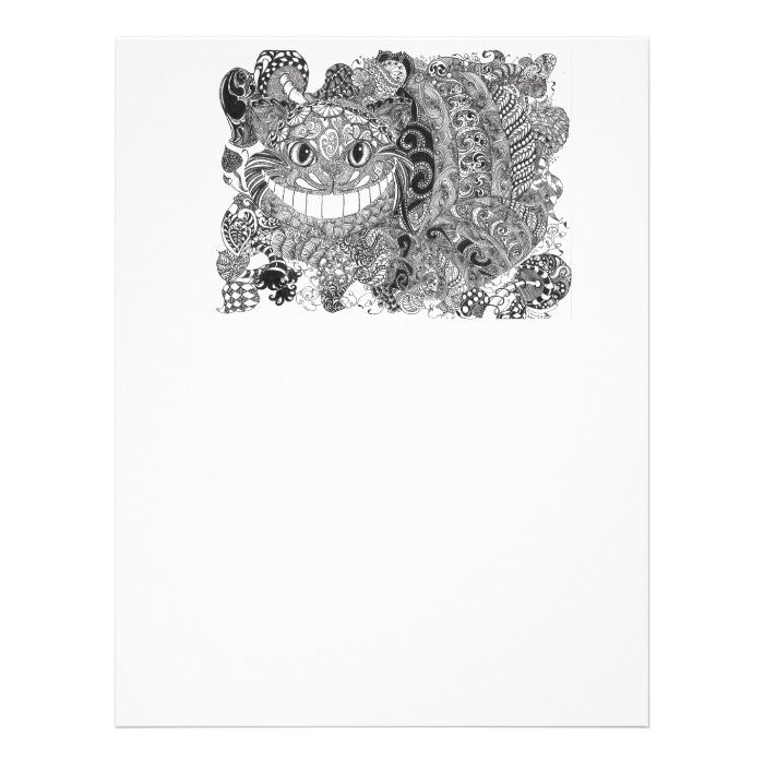 Zentangle  Cheshire Cat Design Letterhead Template