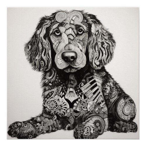 Zentangle Dog Poster