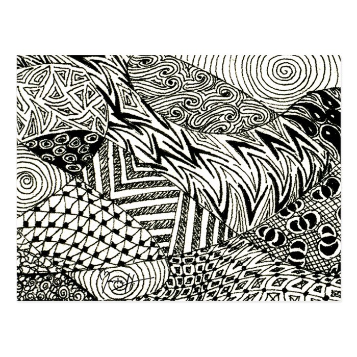 Zentangle in Black and White  Abstract Manatee Post Cards