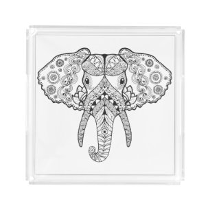 Zentangle Inspired Elephant Acrylic Tray