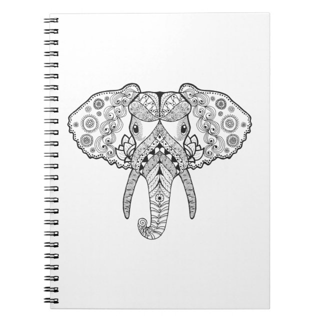 Zentangle Inspired Elephant Notebook (Front)