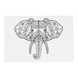 Zentangle Inspired Elephant Placemat