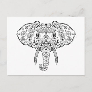 Zentangle Inspired Elephant Postcard
