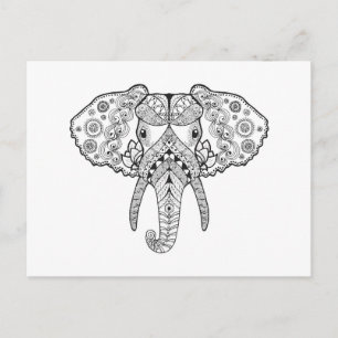 Zentangle Inspired Elephant Postcard