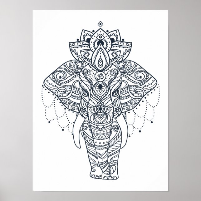 Zentangle Inspired Elephant Poster (Front)
