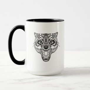 Zentangle Inspired Wolf Mug