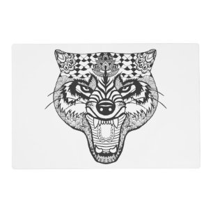 Zentangle Inspired Wolf Placemat